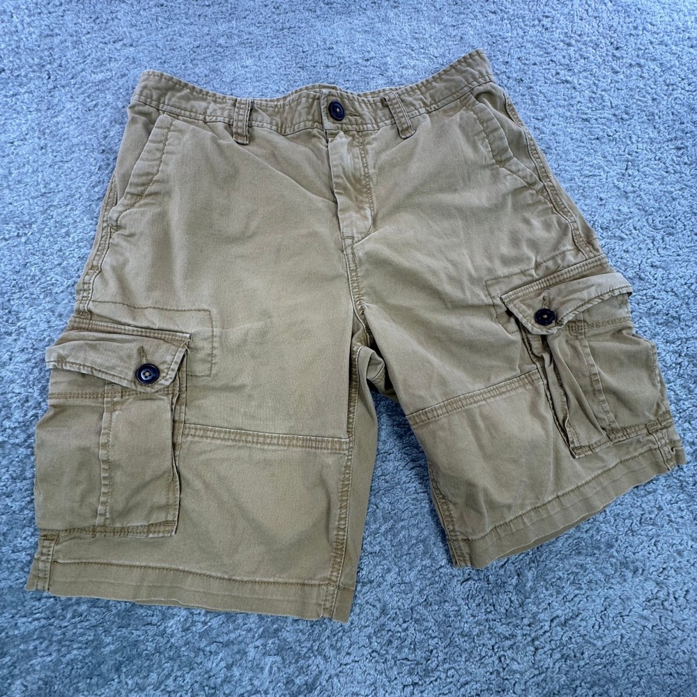 Aeropostale Mens Tan Khaki Cargo Shorts Size 32 Cotton Stretch Utility Outdoor